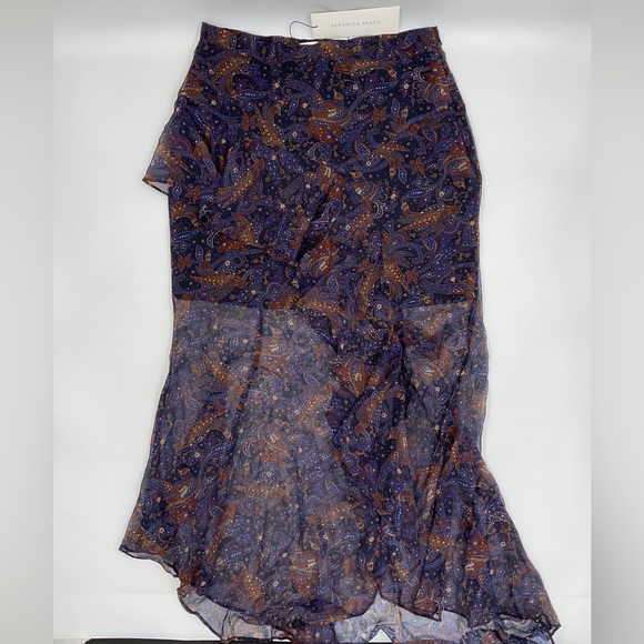 Veronica Beard NWT Trixie Silk Handkerchief Chiffon Ruffle Asymmetric Midi 4 - Picture 6 of 16